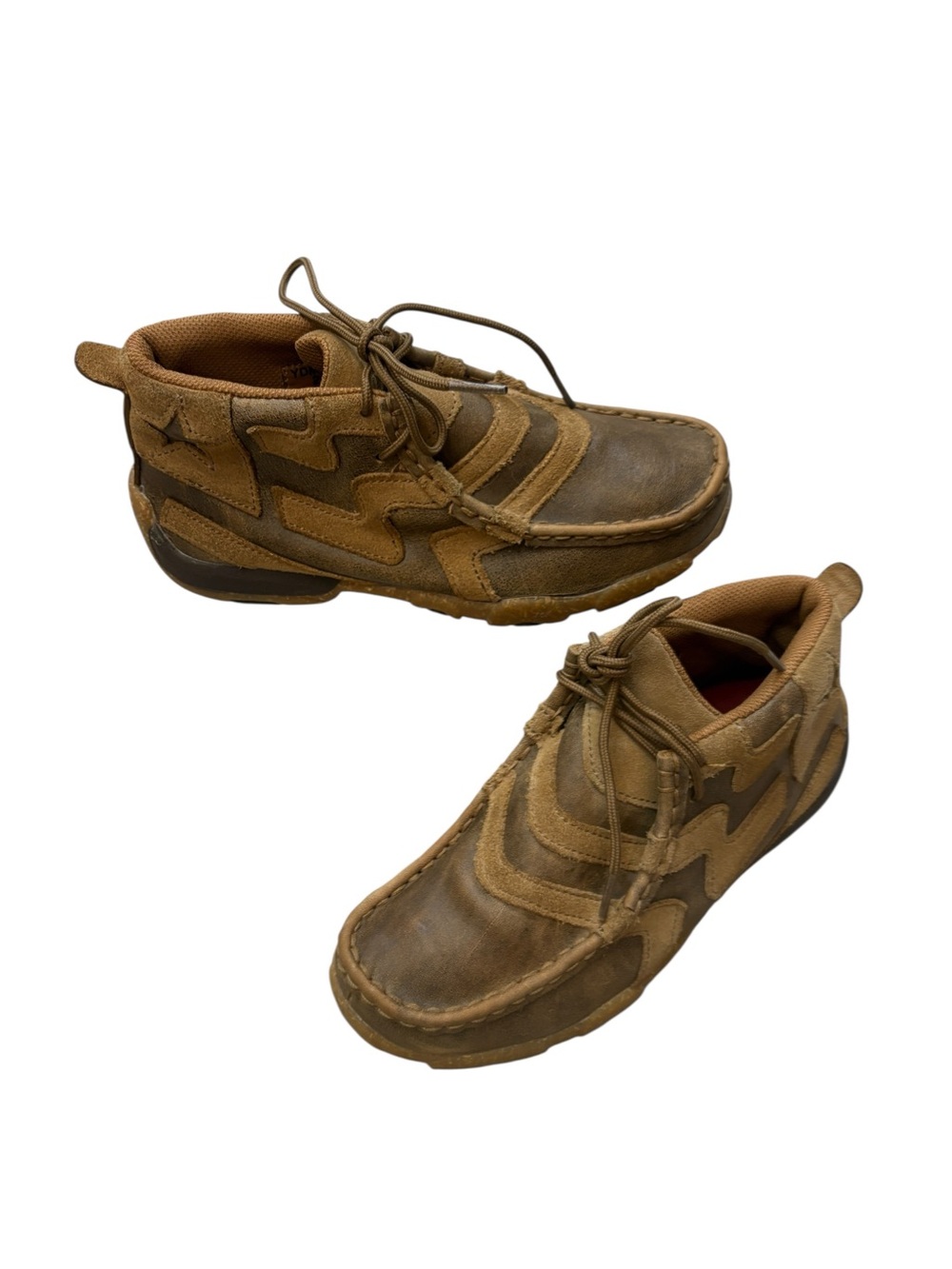 Twisted X Tan Brown Leather Kids Chukka Lace Up Moc Toe Boot Boy’s Size 2